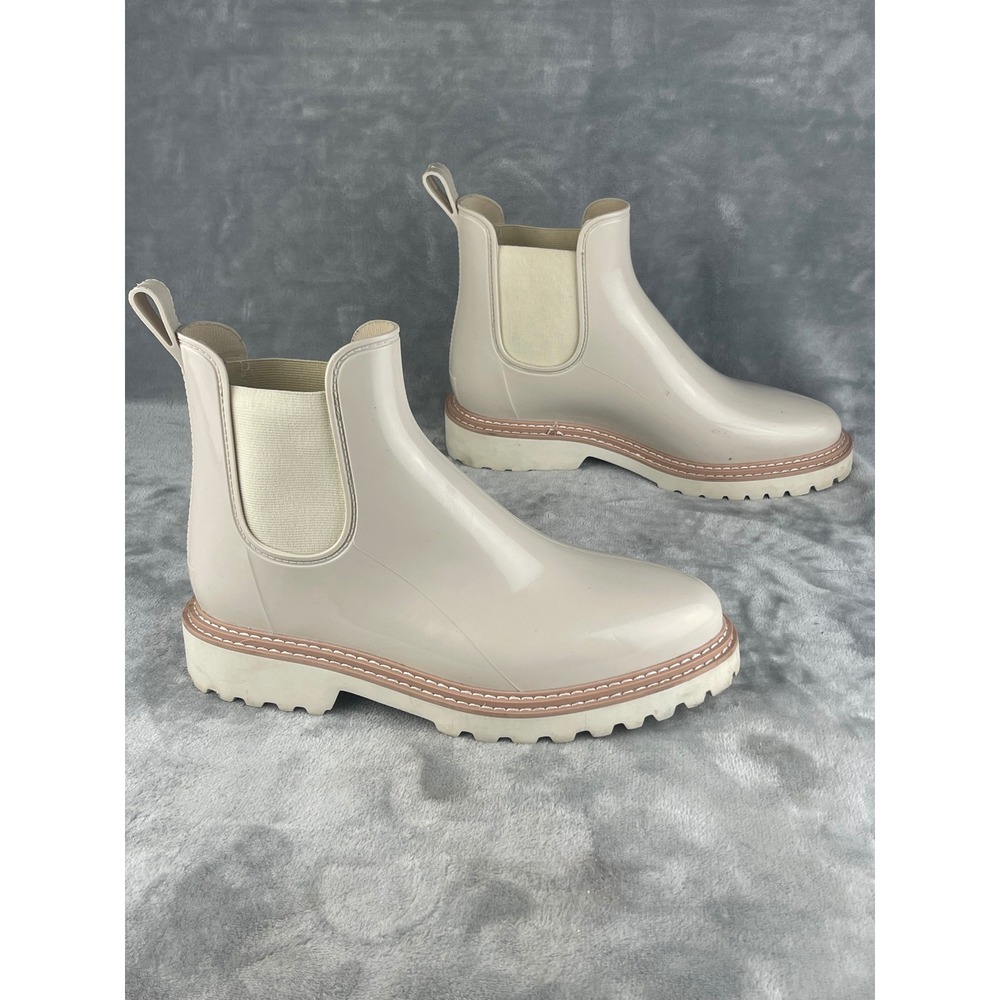 Dolce Vita Rain Boots Women 11 Cream Good Glossy Lug Sole Chelsea Waterproof - Picture 5 of 8